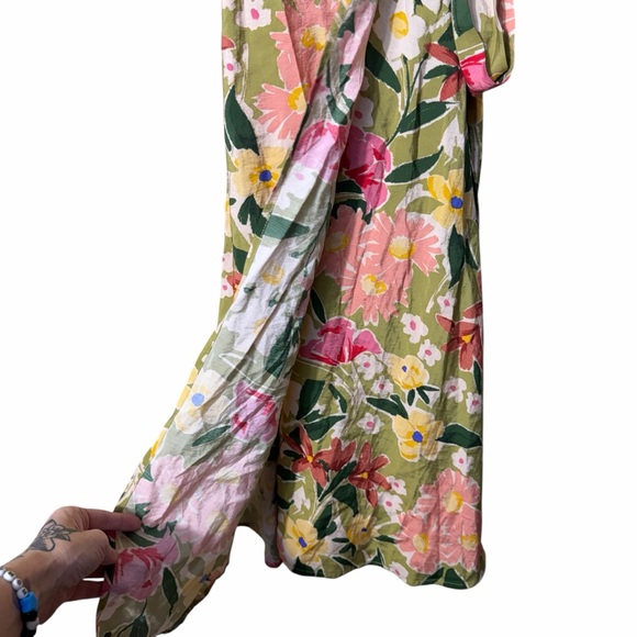 Vici Floral Puff Sleeve Wrap Midi Dress Size Small - Picture 5 of 10
